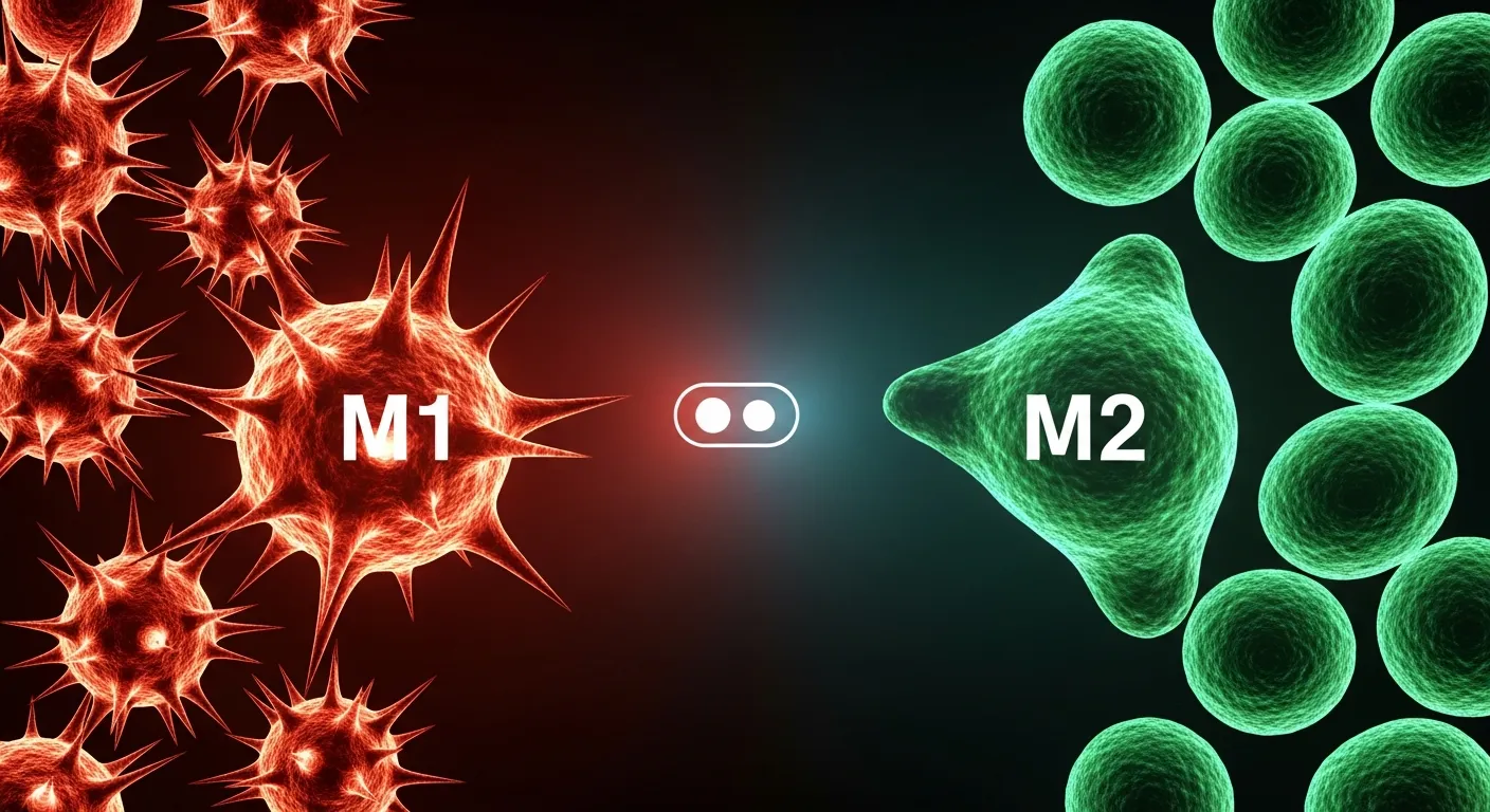M1 macrophages (inflammation) and M2 macrophages (repair)